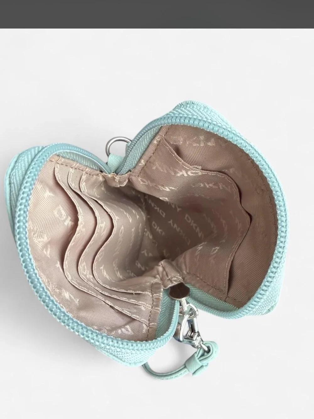 DKNY Mint Leather Wristlet Phone Pouch in Pale Green